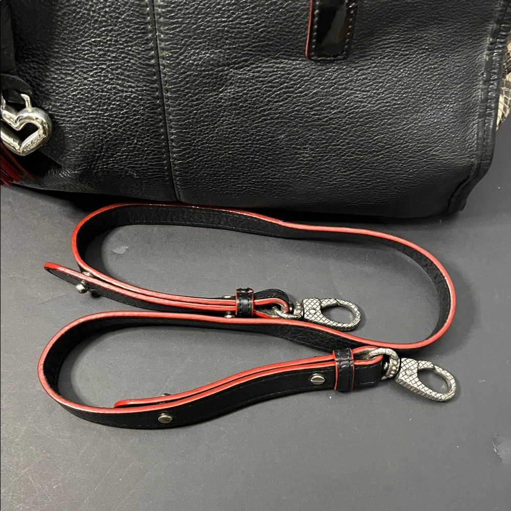 Brighton Black and Tan Leather Satchel - Picture 3 of 11